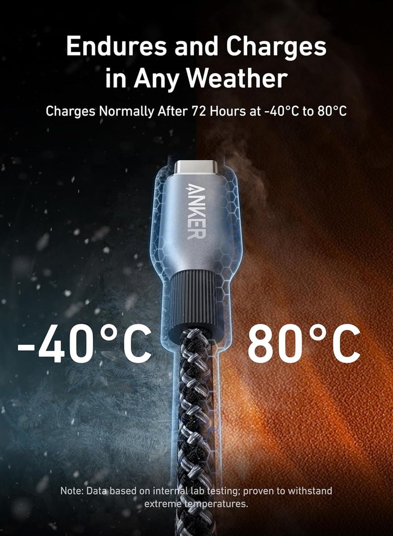 Anker Prime USB C to USB C Cable, 240W 3 ft Fast Charging USBC Cable, Upcycled-Braided Nylon with High Durability, USB 2.0 Cable for iPhone 16/15 Series, MacBook, iPad, Samsung, Huawei, Xiaomi, Vivo Black  - Image 4