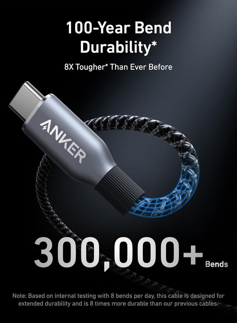 Anker Prime USB C to USB C Cable, 240W 3 ft Fast Charging USBC Cable, Upcycled-Braided Nylon with High Durability, USB 2.0 Cable for iPhone 16/15 Series, MacBook, iPad, Samsung, Huawei, Xiaomi, Vivo Black  - Image 3