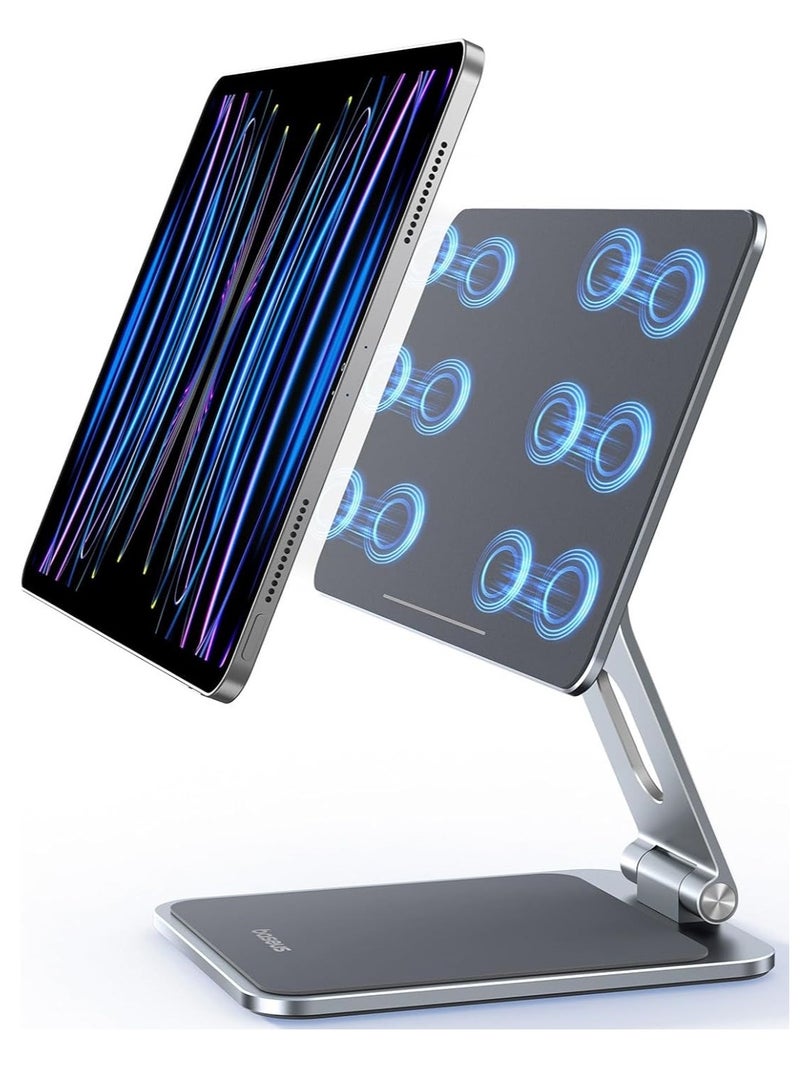 Baseus MagStable Foldable Magnetic iPad Stand - 360° Rotatable Adjustable Stand for iPad Pro 12.9 & iPad 10.9 Inch - Multi-Angle Desk Holder with Strong Magnet for iPad Pro 11 Inch 3rd/4th/5th Gen - Portable, Versatile, Sturdy, Ideal for Home, Office, and On-the-Go Use Grey - Image 1