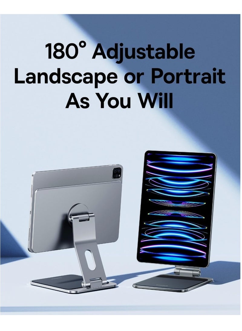 Baseus MagStable Foldable Magnetic iPad Stand - 360° Rotatable Adjustable Stand for iPad Pro 12.9 & iPad 10.9 Inch - Multi-Angle Desk Holder with Strong Magnet for iPad Pro 11 Inch 3rd/4th/5th Gen - Portable, Versatile, Sturdy, Ideal for Home, Office, and On-the-Go Use Grey - Image 4