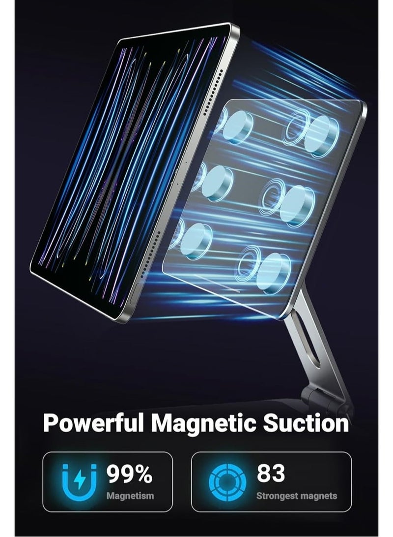 Baseus MagStable Foldable Magnetic iPad Stand - 360° Rotatable Adjustable Stand for iPad Pro 12.9 & iPad 10.9 Inch - Multi-Angle Desk Holder with Strong Magnet for iPad Pro 11 Inch 3rd/4th/5th Gen - Portable, Versatile, Sturdy, Ideal for Home, Office, and On-the-Go Use Grey - Image 2