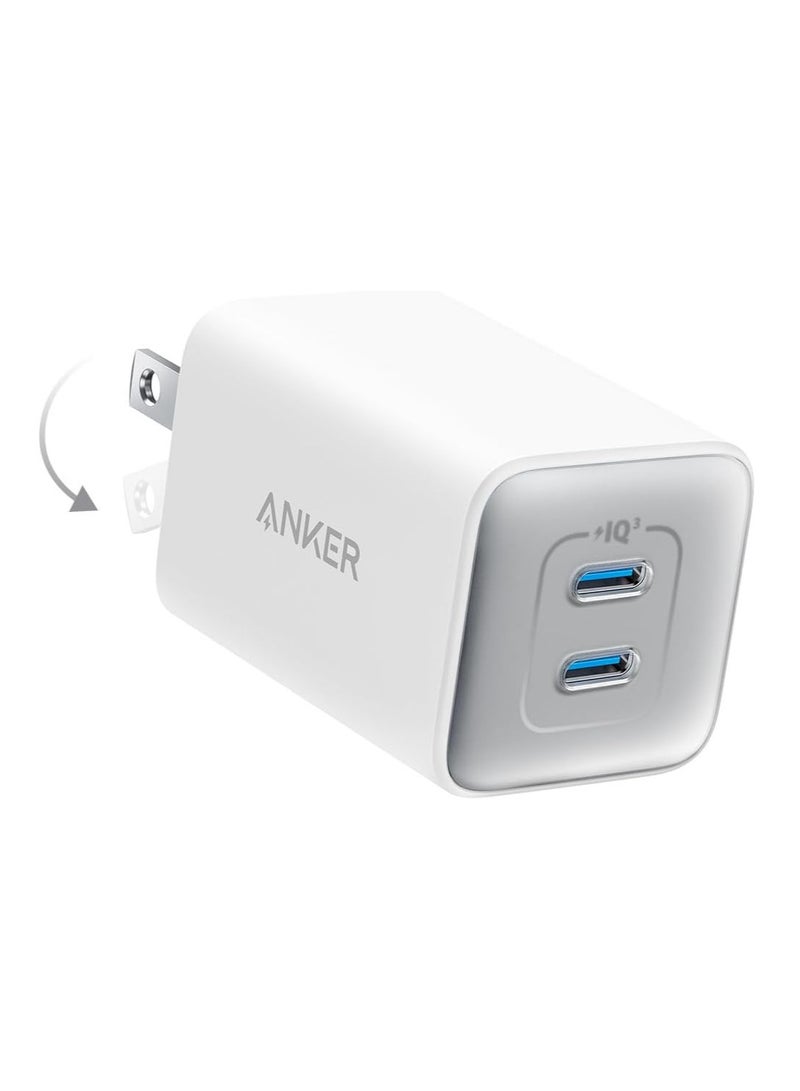 Anker 47W USB C Charger, Charger 523 (Nano 3), GaN Compact 2-Port Fast Charger for iPhone 14/14 Plus/14 Pro/14 Pro Max/13, Galaxy, Pixel 4/3, iPad/iPad Mini (Cable Not Included) White  - Image 1
