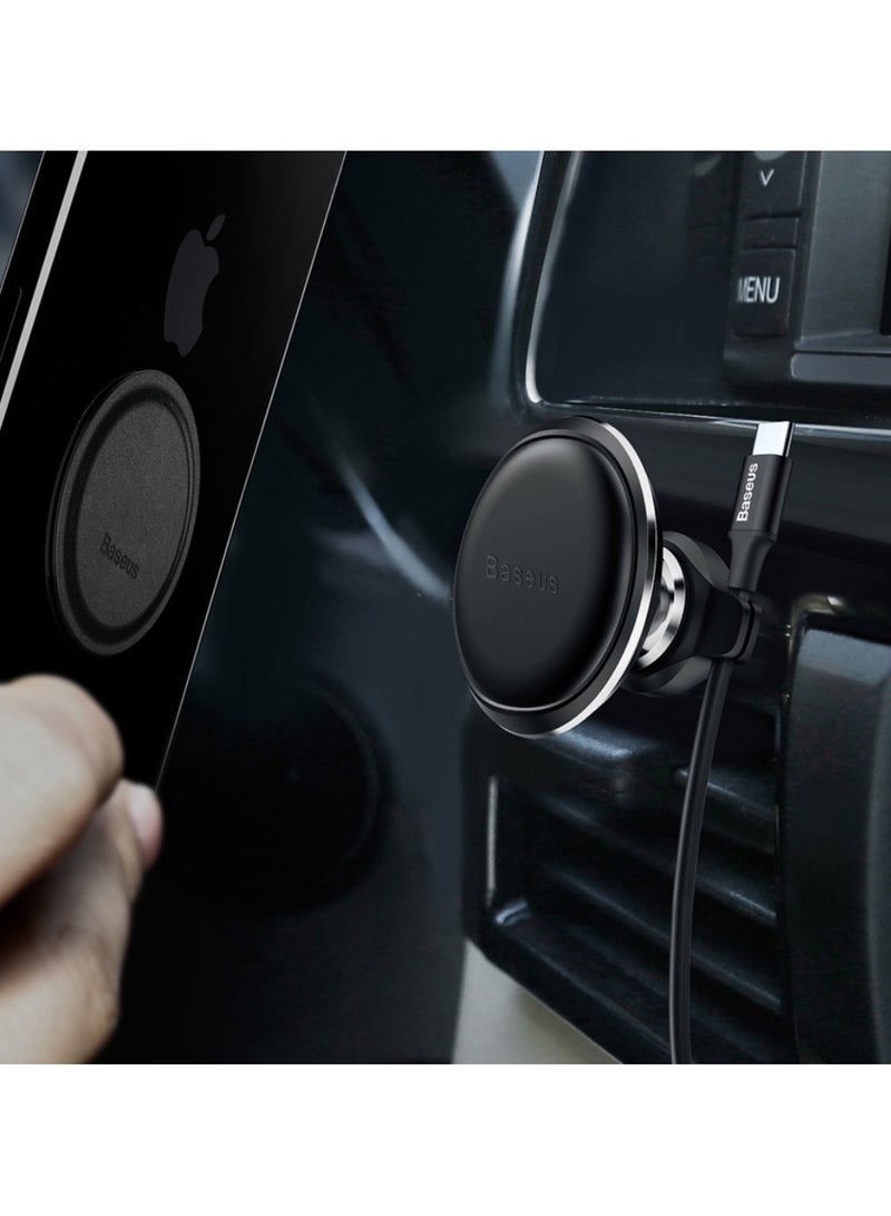 بيسوس Magnetic Car Air Vent Phone Holder With 2 Cable Clip Black - Image 5
