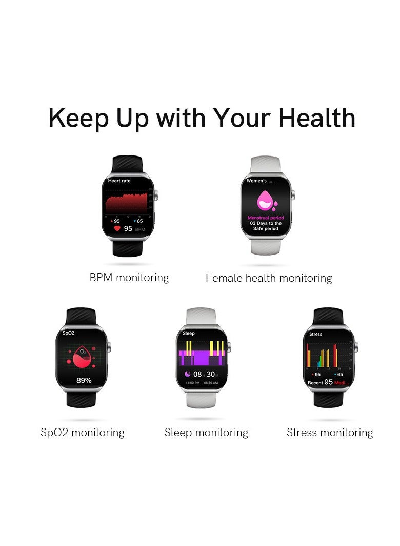 QCY - Smart Sports Watch GS2 With 1.96 AMOLED Screen Display, 100 Plus Watch Faces, Call and Playback Via Bluetooth, Health and Sports Tracking - Black - Image 1
