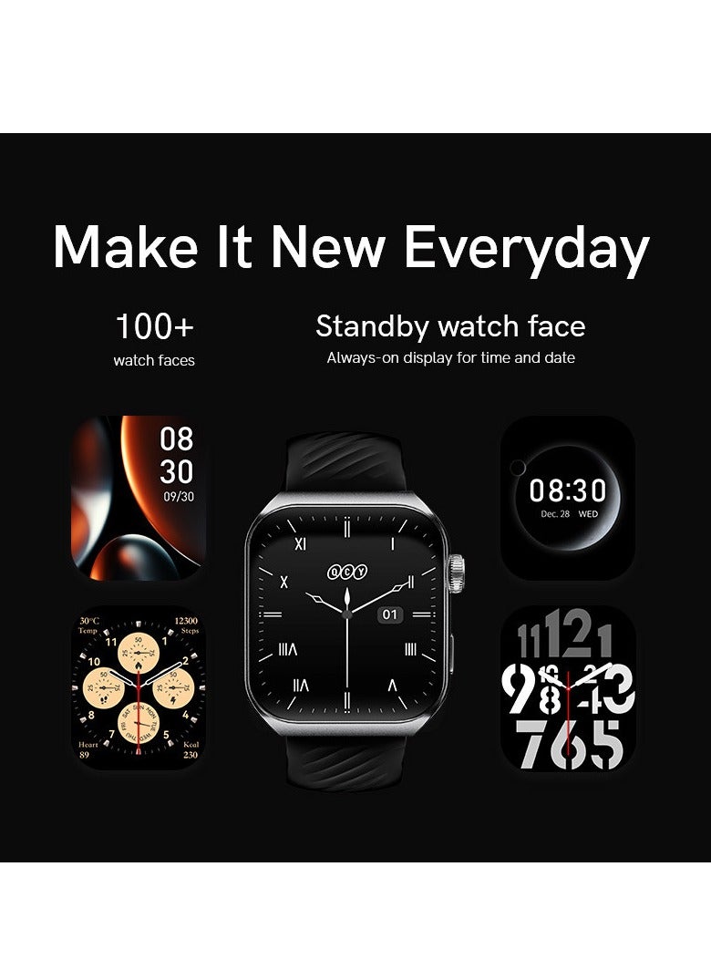 QCY - Smart Sports Watch GS2 With 1.96 AMOLED Screen Display, 100 Plus Watch Faces, Call and Playback Via Bluetooth, Health and Sports Tracking - Black - Image 1