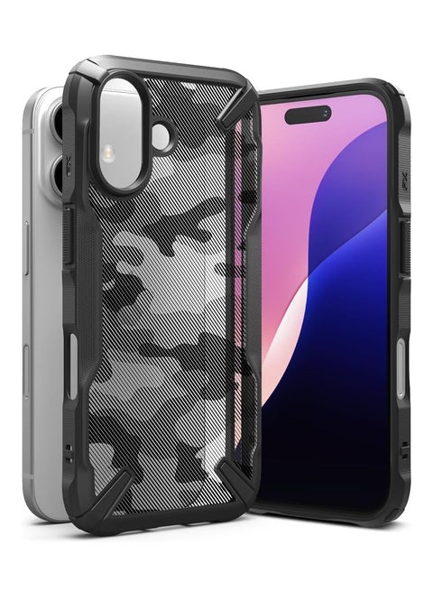 Fusion-X [Precise Cutouts for Camera Lenses] Compatible with iPhone 16 Case, Augmented Bumper Military Design Shockproof Protective Cover Designed for  iPhone 16 Case - Camo Black