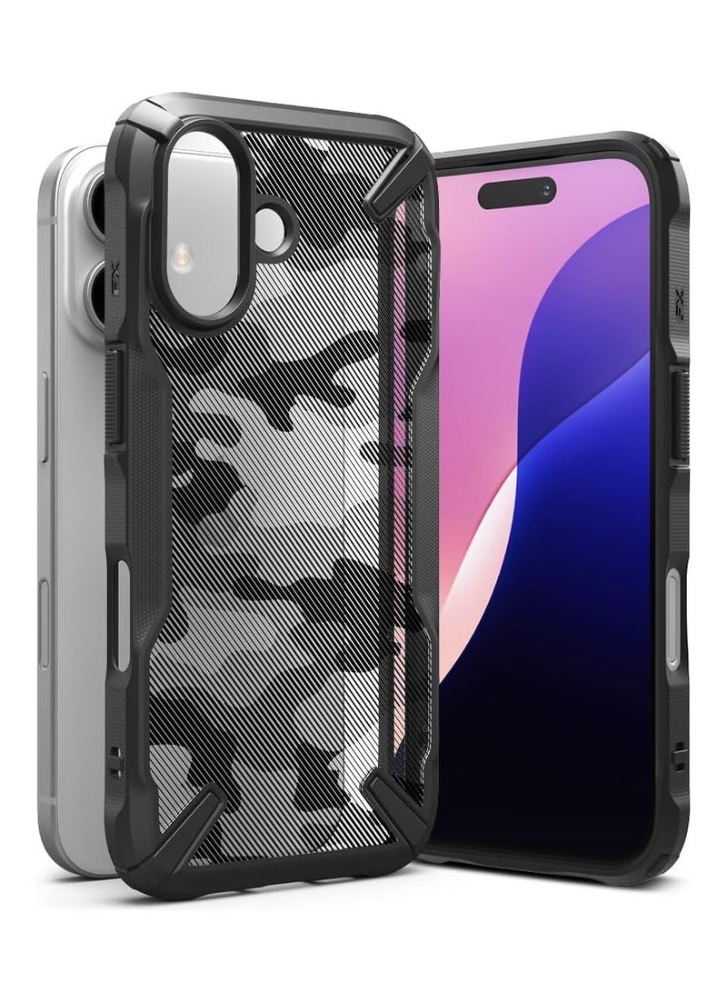 Ringke - Fusion-X [Precise Cutouts for Camera Lenses] Compatible with iPhone 16 Case, Augmented Bumper Military Design Shockproof Protective Cover Designed for  iPhone 16 Case - Camo Black - Image 1