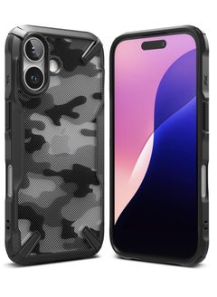 Fusion-X [Precise Cutouts for Camera Lenses] Compatible with iPhone 16 Plus Case, Augmented Bumper Military Design Shockproof Protective Cover Designed for iPhone 16 Plus Case - Camo Black