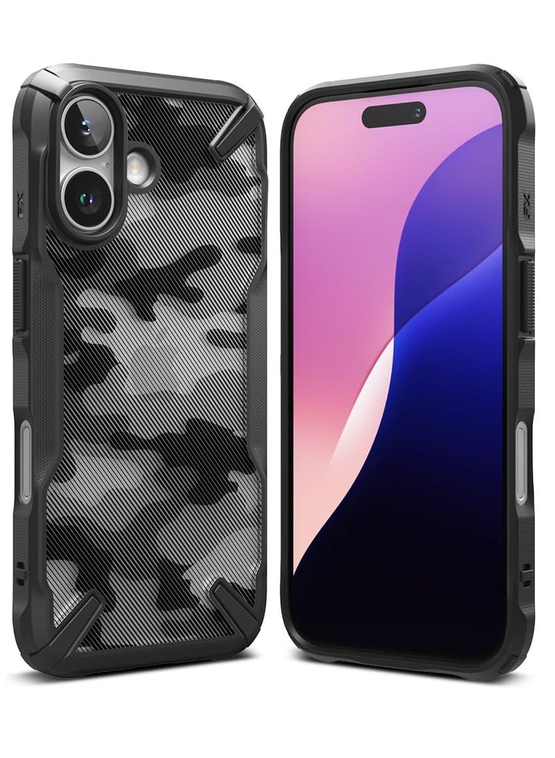 Ringke - Fusion-X [Precise Cutouts for Camera Lenses] Compatible with iPhone 16 Plus Case, Augmented Bumper Military Design Shockproof Protective Cover Designed for iPhone 16 Plus Case - Camo Black - Image 1