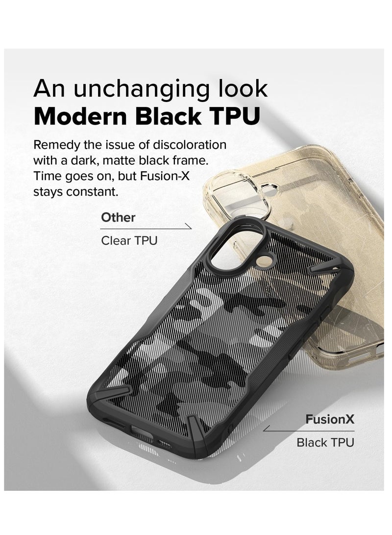 Ringke - Fusion-X [Precise Cutouts for Camera Lenses] Compatible with iPhone 16 Plus Case, Augmented Bumper Military Design Shockproof Protective Cover Designed for iPhone 16 Plus Case - Camo Black - Image 1