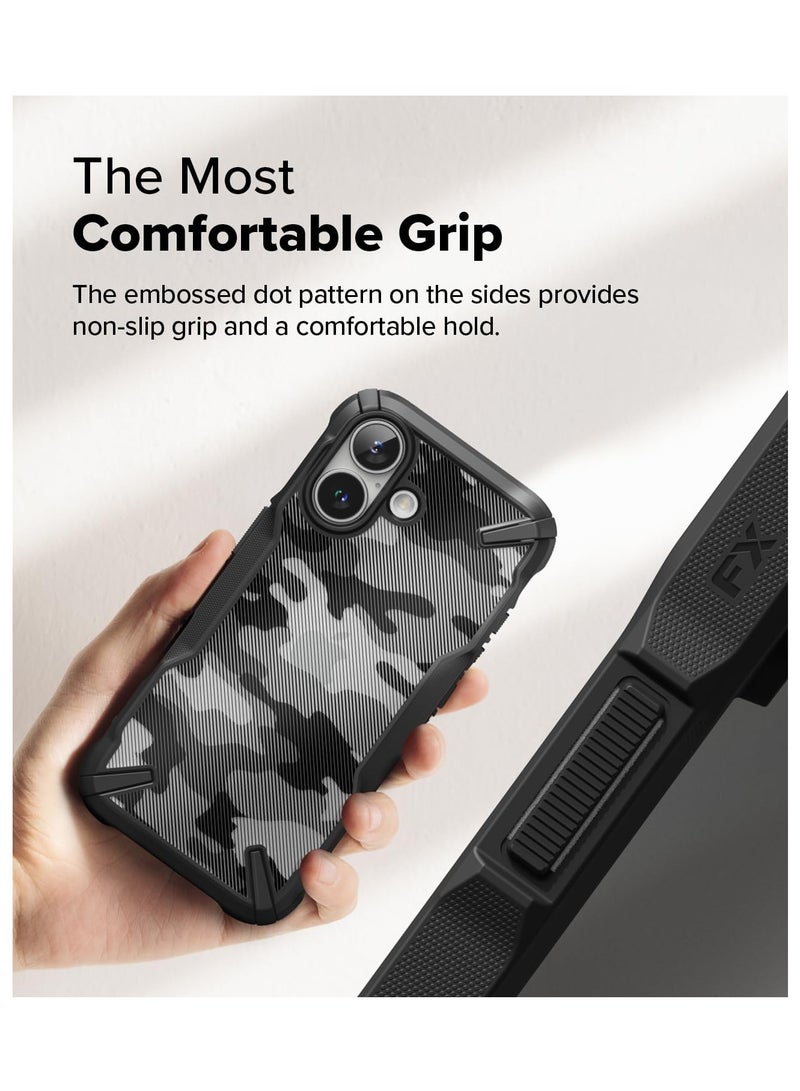 Ringke - Fusion-X [Precise Cutouts for Camera Lenses] Compatible with iPhone 16 Plus Case, Augmented Bumper Military Design Shockproof Protective Cover Designed for iPhone 16 Plus Case - Camo Black - Image 1
