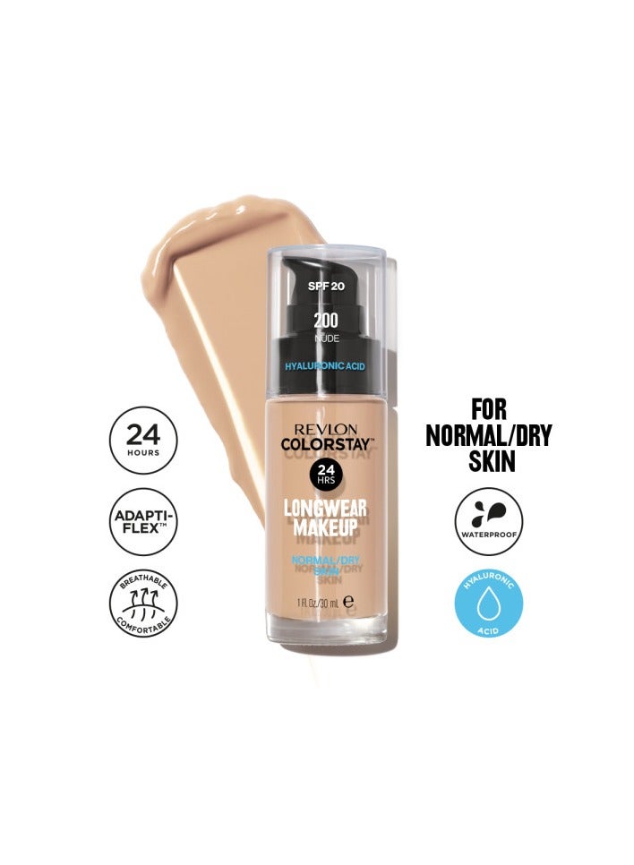 Revlon ColorStay™ Longwear Makeup for Normal/Dry Skin, SPF 20 and Real Techniques Makeup Sponge Bundle, Includes 1 Foundation in Nude 200 and 1 Miracle Complexion Makeup Sponges Nude 200  - Image 2