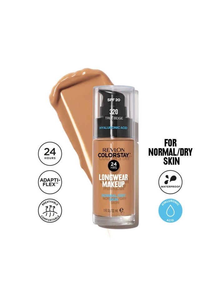 Revlon ColorStay™ Longwear Makeup for Normal/Dry Skin, SPF 20 and Real Techniques Makeup Sponge Bundle, Includes 1 Foundation in True Beige 320 and 1 Miracle Complexion Makeup Sponges True Beige 320  - Image 2
