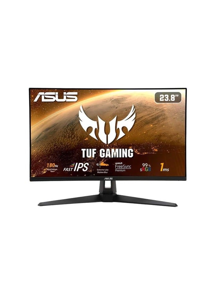 أسوس شاشة TUF Gaming مقاس 24 بوصة (23.8 بوصة قابلة للعرض) بدقة 1080 بكسل VG249Q3A-J - Full HD، 180 هرتز، 1 مللي ثانية، IPS سريع، ضبابية حركة منخفضة للغاية، FreeSync Premium، مكبرات صوت، DisplayPort، HDMI، Overdrive متغير، 99% Srgb - Image 1