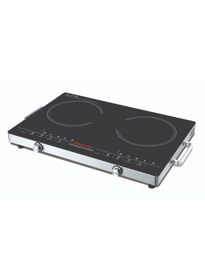 NIKAI Double Burner Infrared Cooker with Touch Control, Overheat Protection, LED Display, 6 Preset Cooking Options, Timer, 2000W - NIC303A NIC303A Silver 
