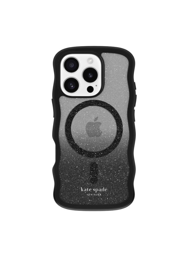 CASE-MATE Kate Spade MagSafe Wavy Case For iPhone 16 Pro 6.3-inch 2024| 12-Ft Drop Protection, Wavy Design w/ Easy Grip Soft Touch Sides, Raised Edges, Fashion Case, Wireless Charging - Nightfall Black  - Image 1