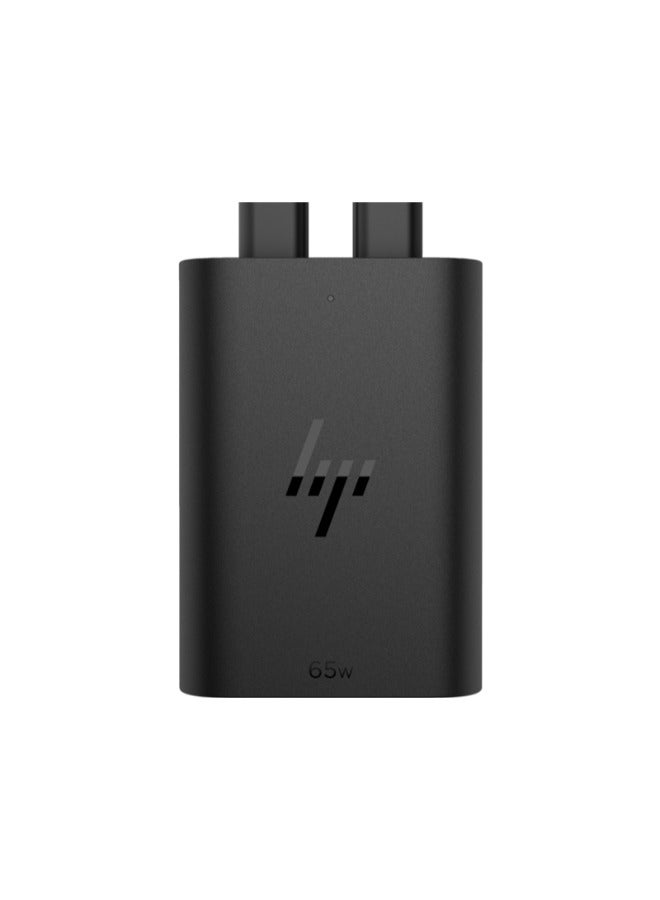 HP 65W GaN USB-C Laptop Charger - 600Q8AA#ABU | Black  - Image 1