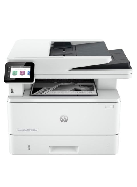 HP LaserJet Pro MFP 4103fdn Printer (2Z628A), Print, copy, scan, fax, white multicolor