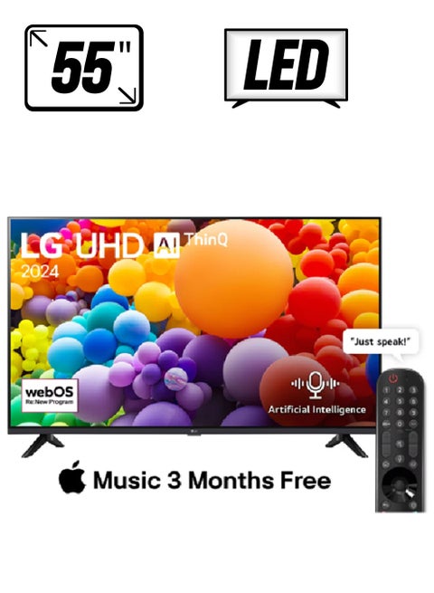 LG 55" 4K LED WebOS24 HDR 10 Smart TV HLG AI Sound Pro AI Sound Pro (Virtual 9.1.2 Up-mix) Magic Remote included UT73 series 55UT73006LA  2 Years Warranty (2024 Model - KSA Version) 55UT73006LA Black