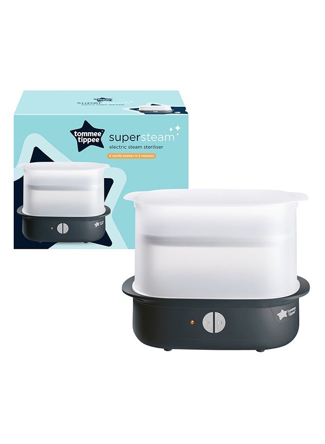 tommee tippee Advanced Steam Electric Steriliser For Baby Bottles, Kills Viruses And 99.9% Of Bacteria, 5-Minute Sterilisation Cycle, Black  - Image 1