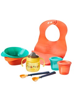 tommee tippee Weaning Starter Kit With Toddler Feeding Bowls And Spoons, Roll And Go Bib, Weaning Sippy Cup And Food Storage Pots 4 Months+, Multicolour  - Image 2