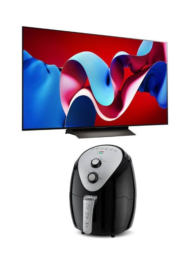 LG - 48 inch OLED evo 4K Smart TV With Alpha 9 AI Processor Gen7, Dolby Vision + 3.5L Air Fryer With Rapid Air Convection, 80-200°C Cooking Range OLED48C46LA+AIR-FRYER Black - Image 1
