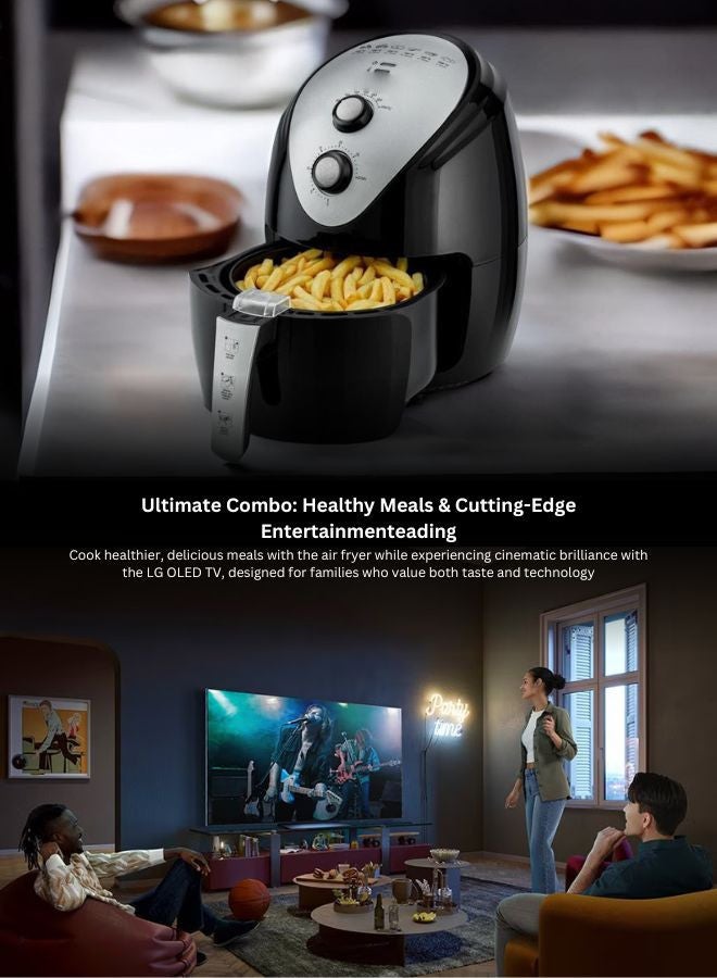 LG - 48 inch OLED evo 4K Smart TV With Alpha 9 AI Processor Gen7, Dolby Vision + 3.5L Air Fryer With Rapid Air Convection, 80-200°C Cooking Range OLED48C46LA+AIR-FRYER Black - Image 1