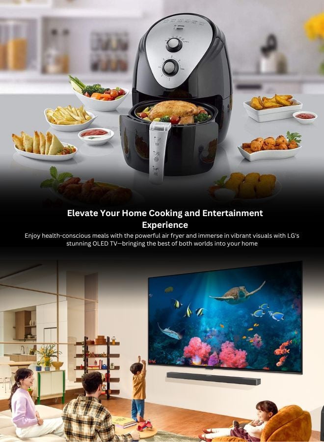 LG - 48 inch OLED evo 4K Smart TV With Alpha 9 AI Processor Gen7, Dolby Vision + 3.5L Air Fryer With Rapid Air Convection, 80-200°C Cooking Range OLED48C46LA+AIR-FRYER Black - Image 1