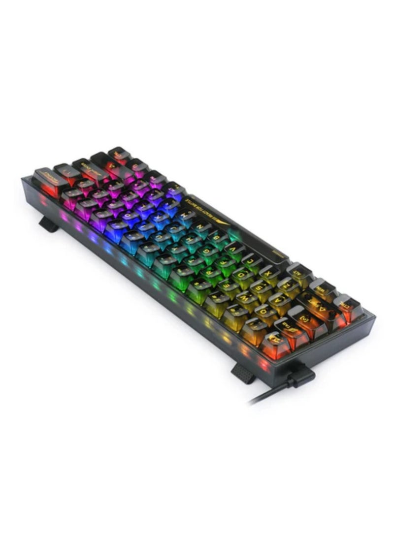 REDRAGON K617CTB-RGB 60% Wired RGB Gaming Keyboard, 61 Keys Compact Full-Transparent Mechanical Keyboard  - Image 3