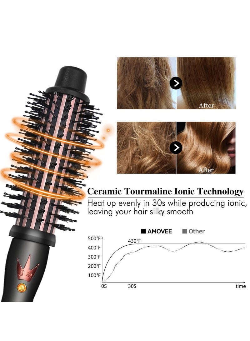 صن هوم Professional Hair Curling Thermal Brush, 1.5" Heated Round Brush Ionic for Blowout Look, Heated Styling Curling Brush with Double PTC Ceramic Tourmaline,Curling Iron Dual Voltage for Travel Black 35cm  - Image 5