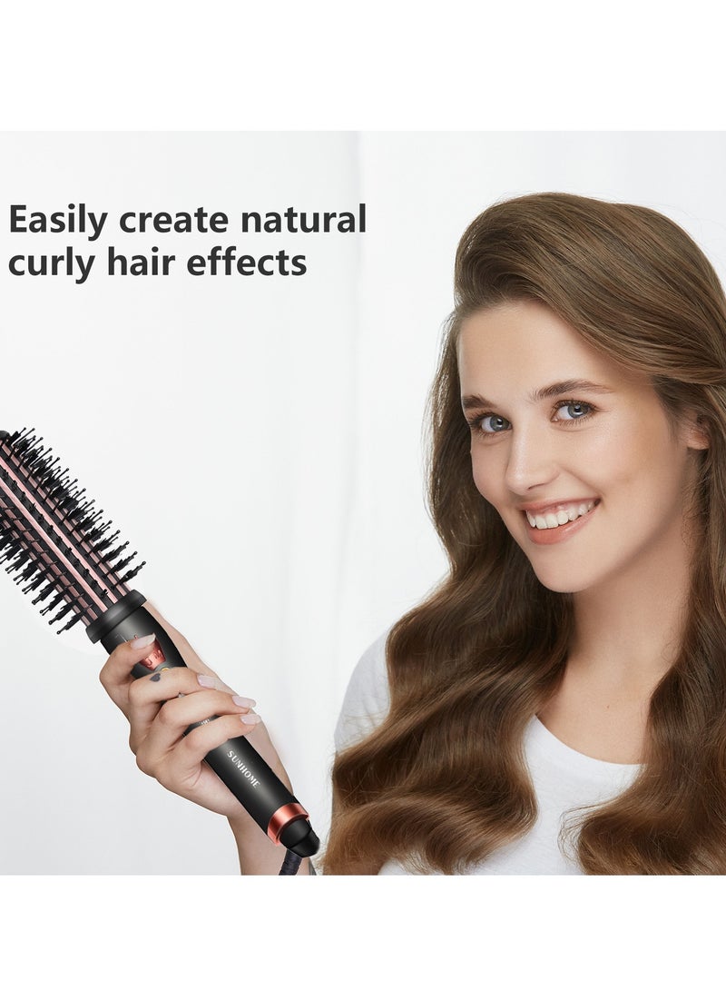 صن هوم Professional Hair Curling Thermal Brush, 1.5" Heated Round Brush Ionic for Blowout Look, Heated Styling Curling Brush with Double PTC Ceramic Tourmaline,Curling Iron Dual Voltage for Travel Black 35cm  - Image 2