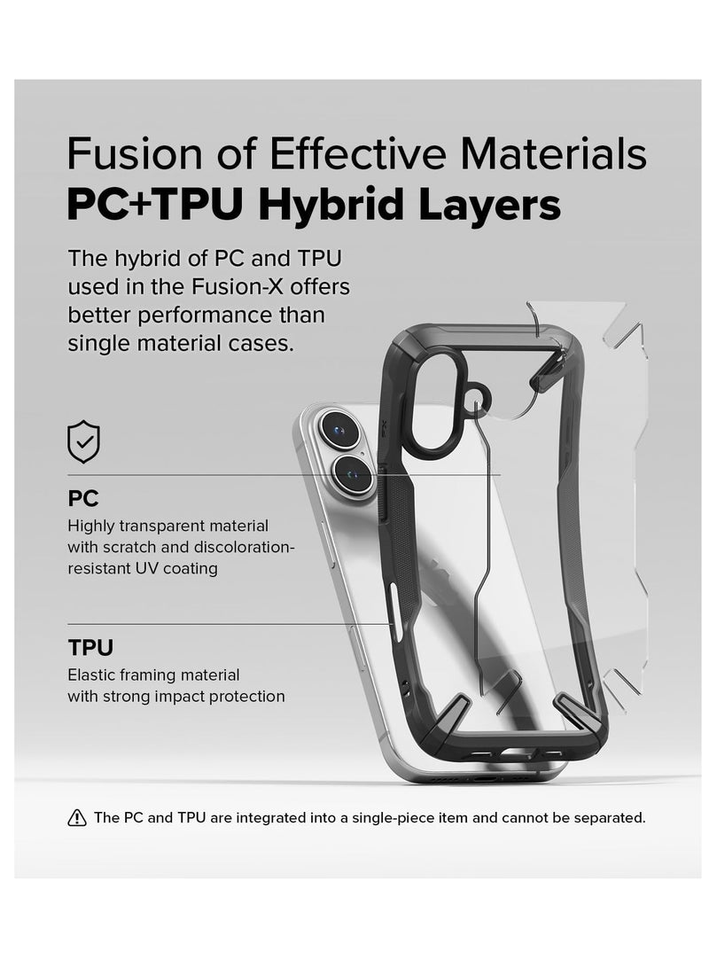 Ringke Fusion-X [Precise Cutouts for Camera Lenses] Compatible with iPhone 16 Case, Augmented Bumper Heavy Duty Shockproof Protective Cover Designed for iPhone 16 Case - Black - Image 5