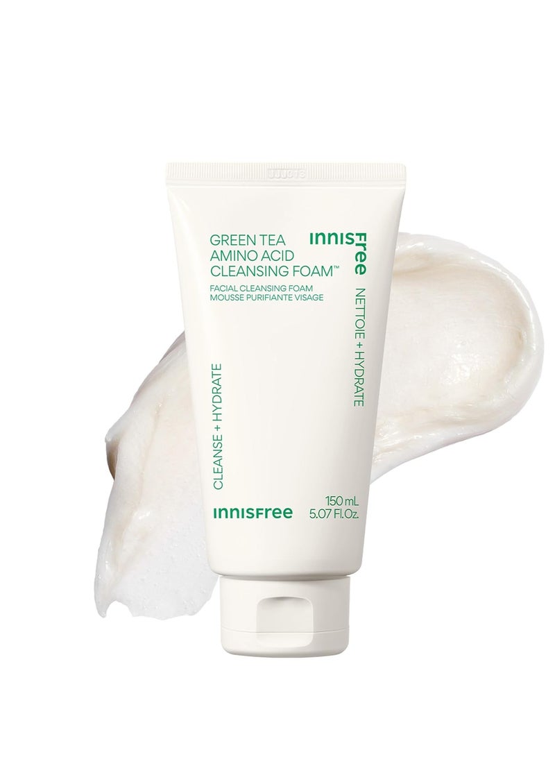 إنِّسفري Green Tea Amino Acid Cleansing Foam, Sulfate Free, Korean Hydrating Face Cleanser with Gentle Foam 150 mlml  - Image 1