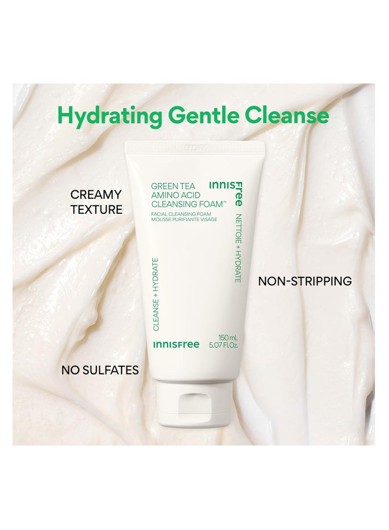 إنِّسفري Green Tea Amino Acid Cleansing Foam, Sulfate Free, Korean Hydrating Face Cleanser with Gentle Foam 150 mlml  - Image 4