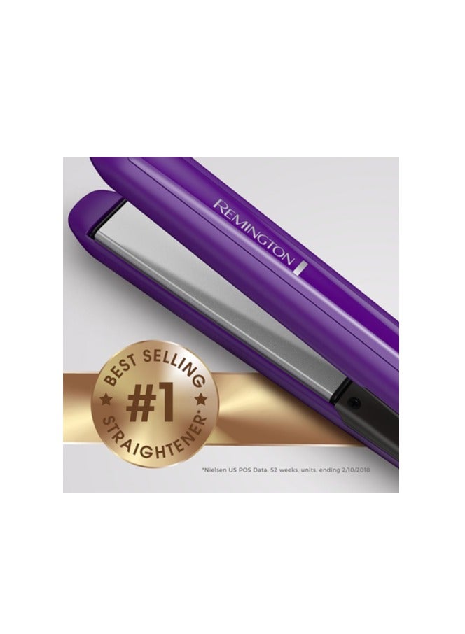REMINGTON - 1" Anti-Static Flat Iron with Floating Ceramic Plates and Digital Controls, Hair Straightener Purple, S5500 - Image 1