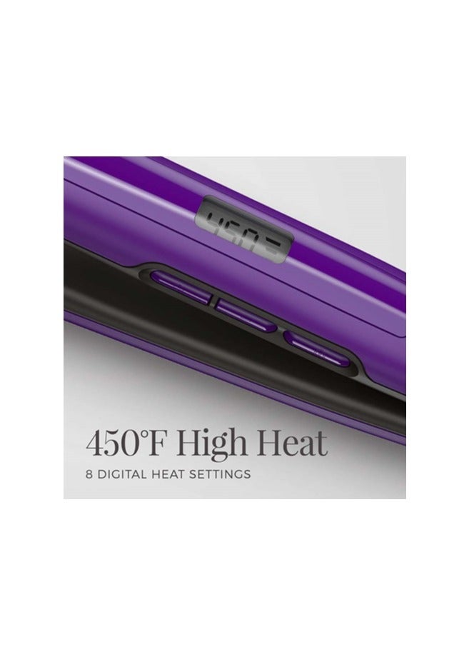 REMINGTON - 1" Anti-Static Flat Iron with Floating Ceramic Plates and Digital Controls, Hair Straightener Purple, S5500 - Image 1