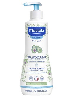 Mustela Lavant Doux Avocado Gel - Moisturizing and Cleansing for Body and Hair Care for Baby Skin - 500 ml 