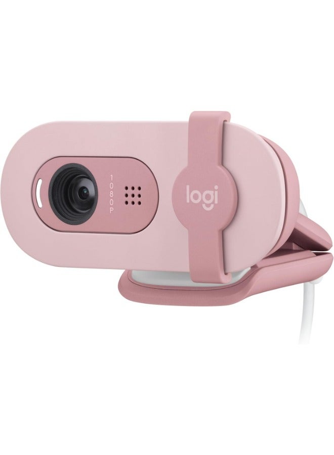 Logitech Brio 100 Full HD Webcam for Meetings and Streaming, Auto-Light Balance, Integrated Privacy Shutter, Built-In Mic, USB-A, For Microsoft Teams, Google Meet, Zoom & More Rose  - Image 2