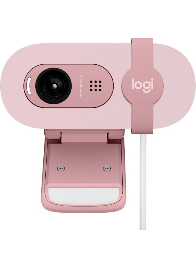 Logitech Brio 100 Full HD Webcam for Meetings and Streaming, Auto-Light Balance, Integrated Privacy Shutter, Built-In Mic, USB-A, For Microsoft Teams, Google Meet, Zoom & More Rose  - Image 1