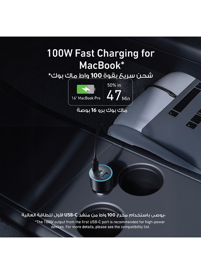 آنكر Car Charger, 167.5W Max 3-Port Car Charger Adapter, USB-C Car Adapter for MacBook Pro/Air, iPhone 16/15/14 Series, Samsung S24/S23, iPad, Huawei, Xiaomi, Vivo, Oppo(USB-C to C Cable Included) Black  - Image 3