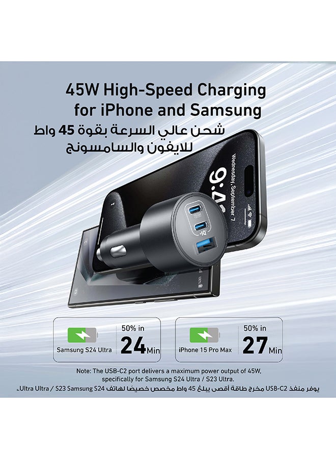 آنكر Car Charger, 167.5W Max 3-Port Car Charger Adapter, USB-C Car Adapter for MacBook Pro/Air, iPhone 16/15/14 Series, Samsung S24/S23, iPad, Huawei, Xiaomi, Vivo, Oppo(USB-C to C Cable Included) Black  - Image 4