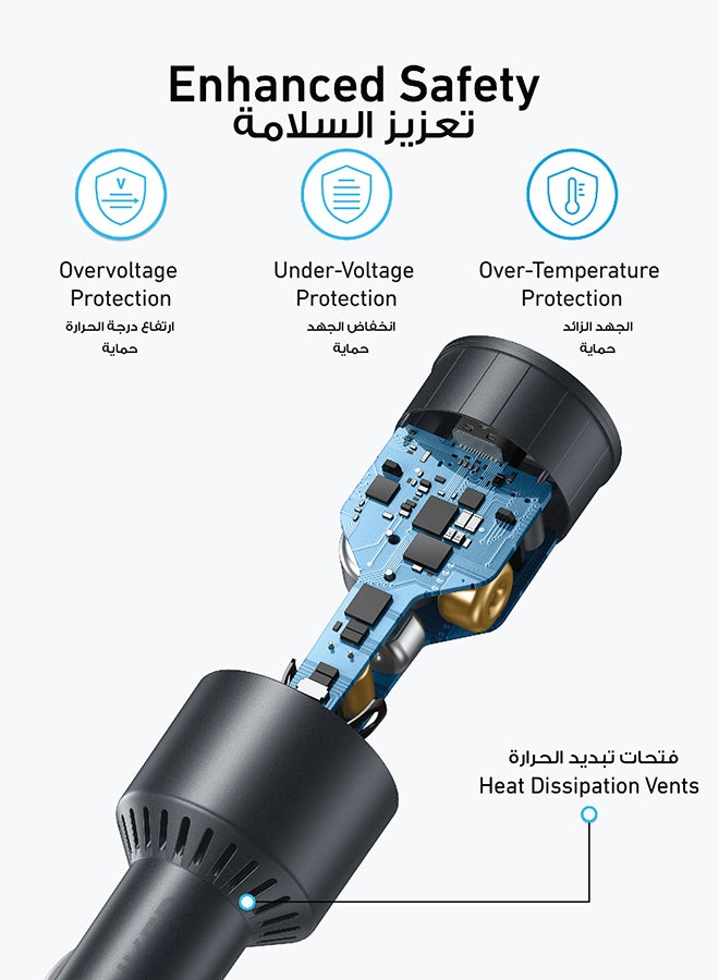 آنكر Car Charger, 167.5W Max 3-Port Car Charger Adapter, USB-C Car Adapter for MacBook Pro/Air, iPhone 16/15/14 Series, Samsung S24/S23, iPad, Huawei, Xiaomi, Vivo, Oppo(USB-C to C Cable Included) Black  - Image 5