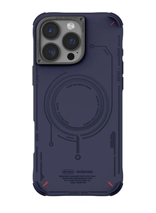 Mecha Series With Maching Sturdy Aluminium Side Buttons Mag-Charge Designed With Secure Magnetic Alignment All-Round Protect Reinforced Corner Bumpers compatible with iPhone 16 Pro Max - Navy - pnsku/N70113275V/45/_/1726894343/7b7431b5-44e5-4a37-833a-ba15edd6f499