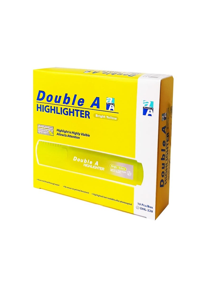 دبل إيه - Bright Yellow Highlighter, Pack of 10 Pieces Bright Yellow - Image 1