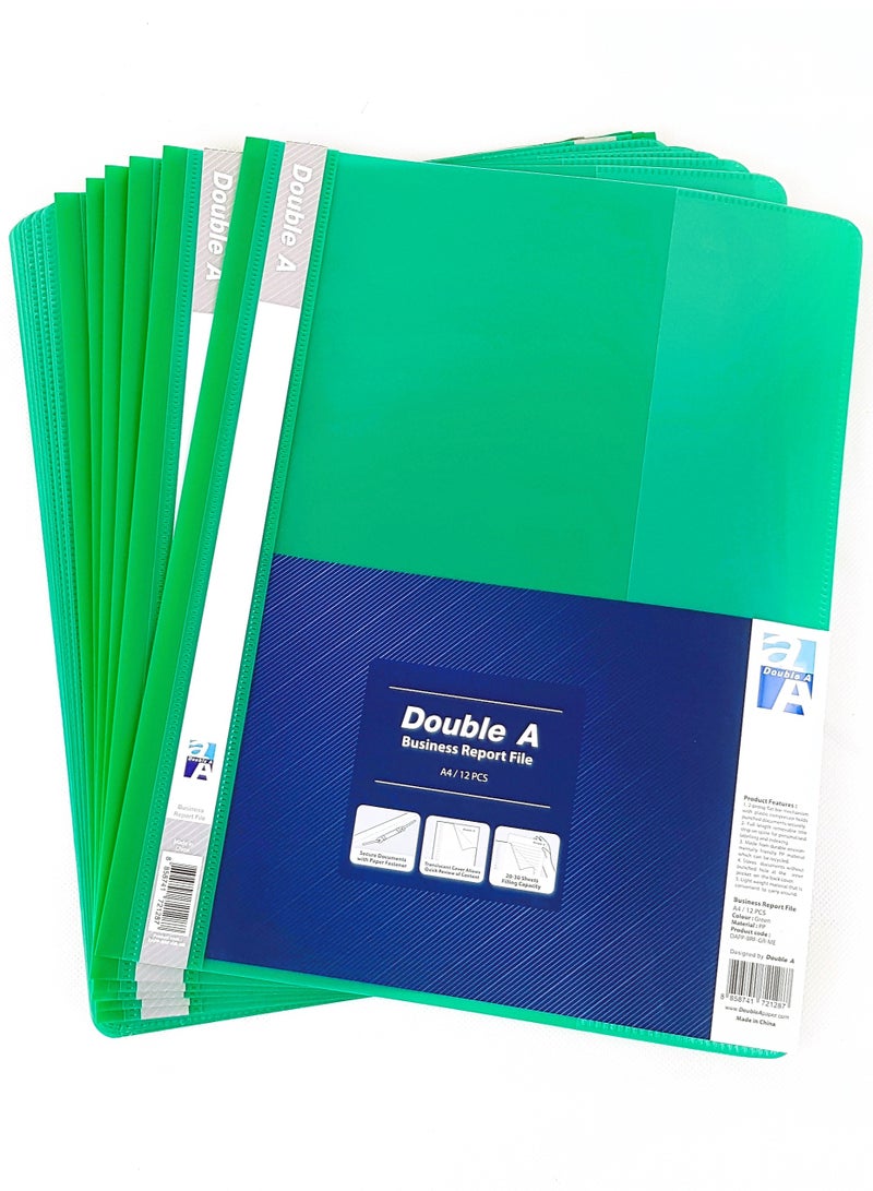 Double A 12-Piece Business Report Clear File Green Green  - Image 1