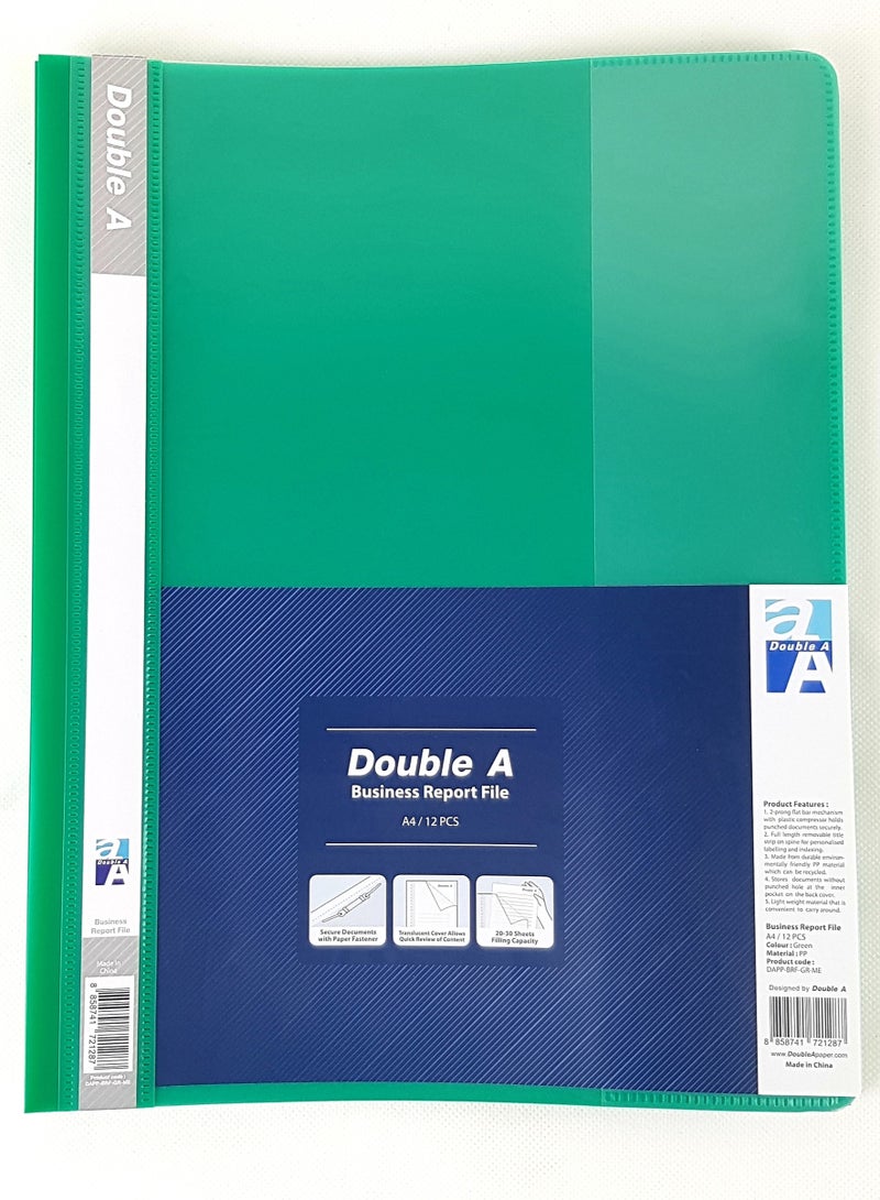 Double A 12-Piece Business Report Clear File Green Green  - Image 2