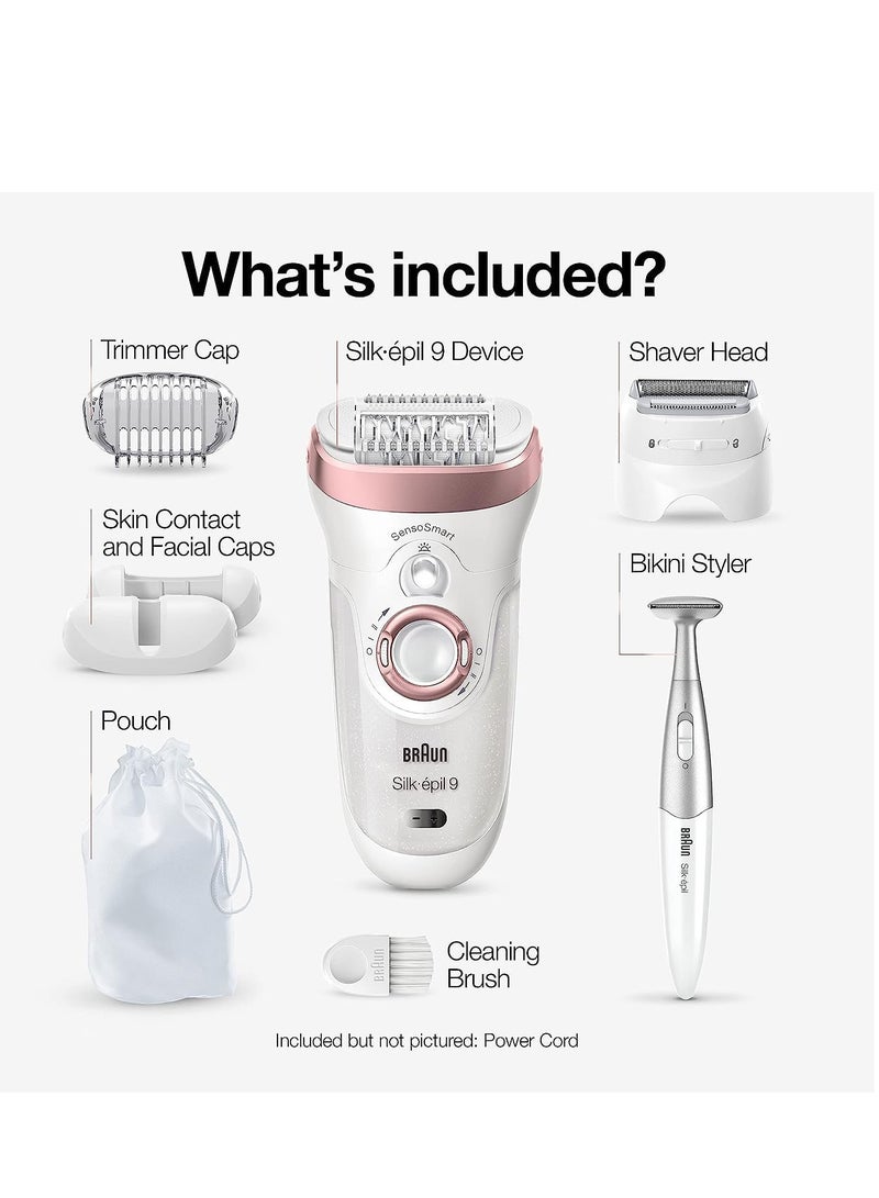 BRAUN - Silk-epil 9 9-890, Facial Hair Removal for Women, Hair Removal Device, Bikini Trimmer, Womens Shaver Wet & Dry, Cordless and 7 Extras - Image 1