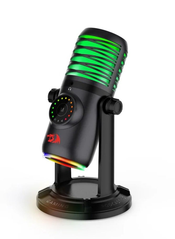 REDRAGON - GM306 patented exquisite design microphone, custom color LED support circuit, advanced microphone unit, back side sound reduction, with USB-B to USB-A connectors cable,   The tripod is also good for gaming, podcasting, voice overs, and recording songs and music - Image 1