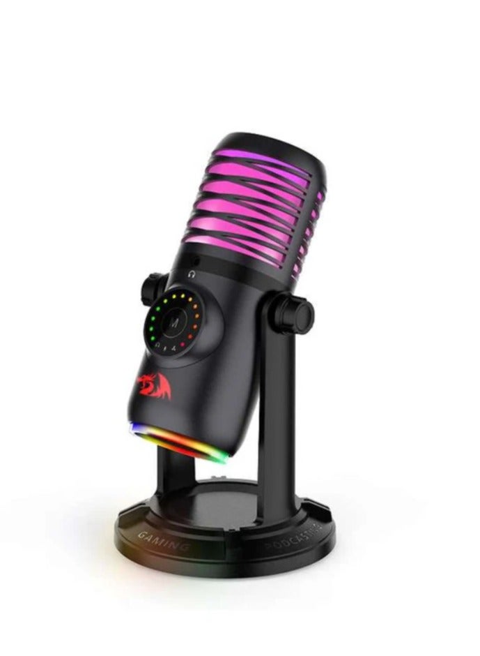 REDRAGON - GM306 patented exquisite design microphone, custom color LED support circuit, advanced microphone unit, back side sound reduction, with USB-B to USB-A connectors cable,   The tripod is also good for gaming, podcasting, voice overs, and recording songs and music - Image 1
