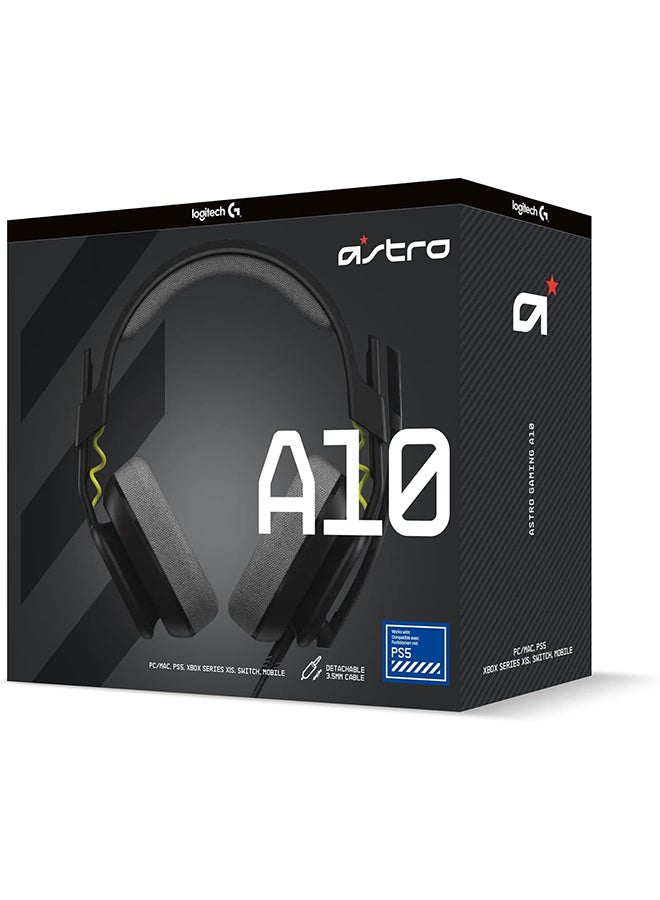 ASTRO - ASTRO A10 Gaming Headset Gen 2 Wired Headset - Over-ear gaming headphones with flip-to-mute microphone, 32 mm drivers, compatible with PlayStation, PC - Black - Image 1